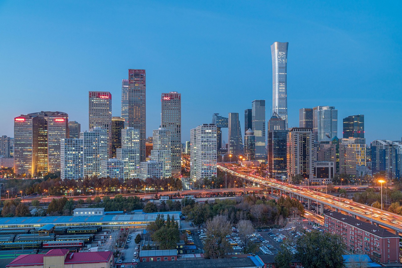 city skyline twilight night evening city lights buildings towers skyscrapers downtown urban beijing china beijing beijing beijing beijing beiji