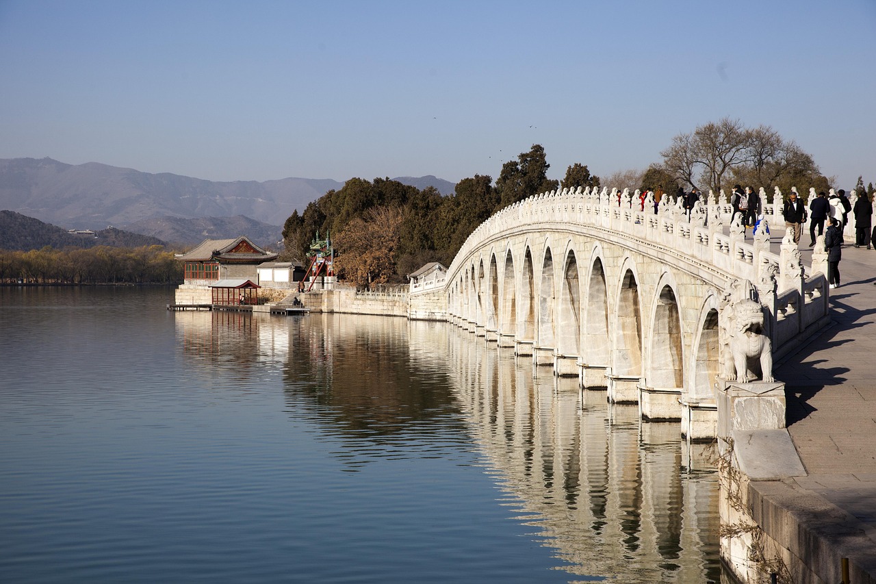 summer palace  beijing  c  china  asia  lake  culture  travel  bridge  nature  blue bridge  blue culture