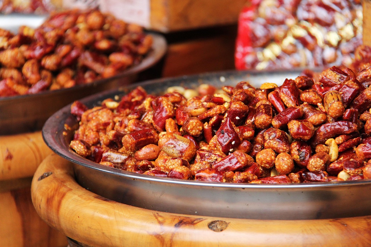 spicy fried peanuts dry chili local products popular nuts delicious chili hot jinli travel tourism chengdu china fried peanuts chili chili chen
