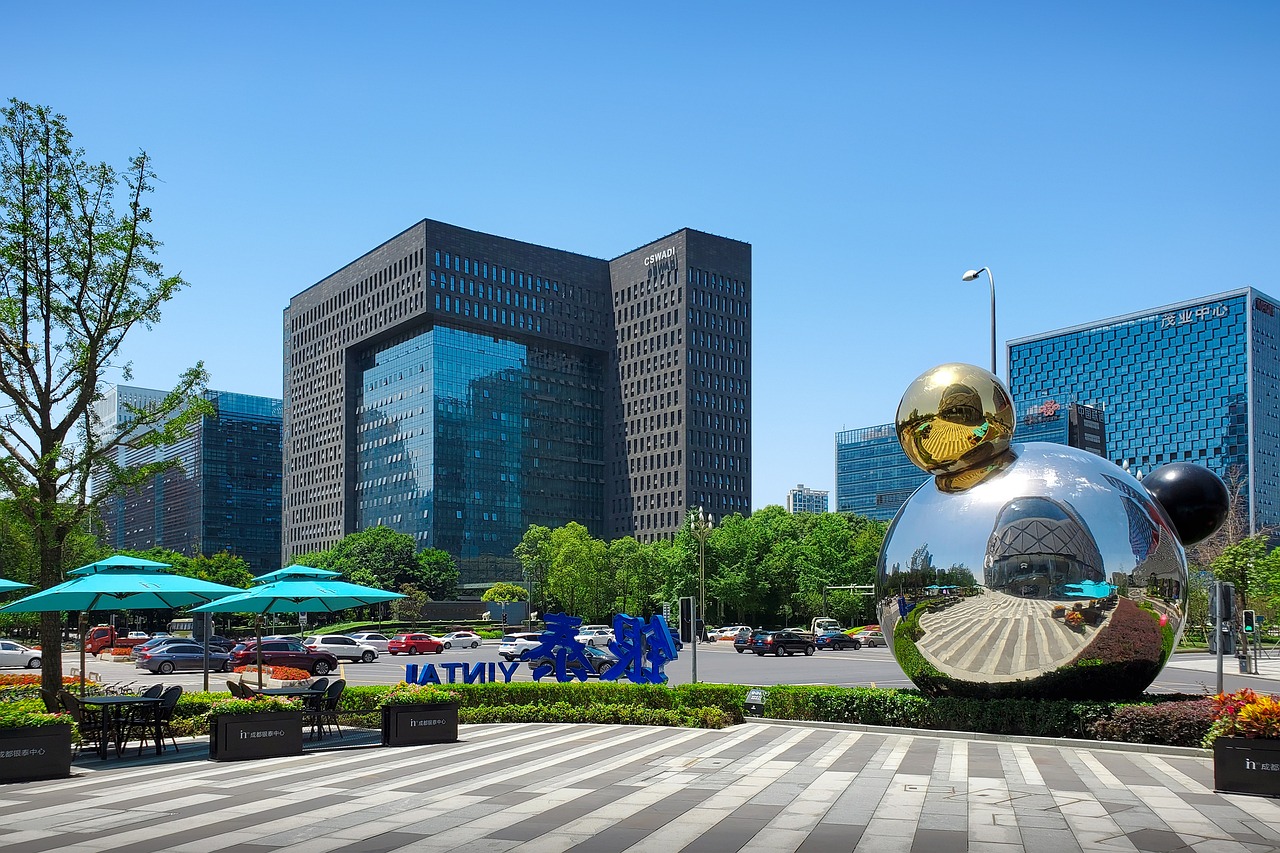 road nature building park trees monument street city landscape natural chengdu