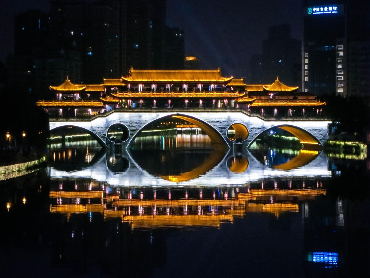 anshun bridge chengdu nature china architecture water night dark