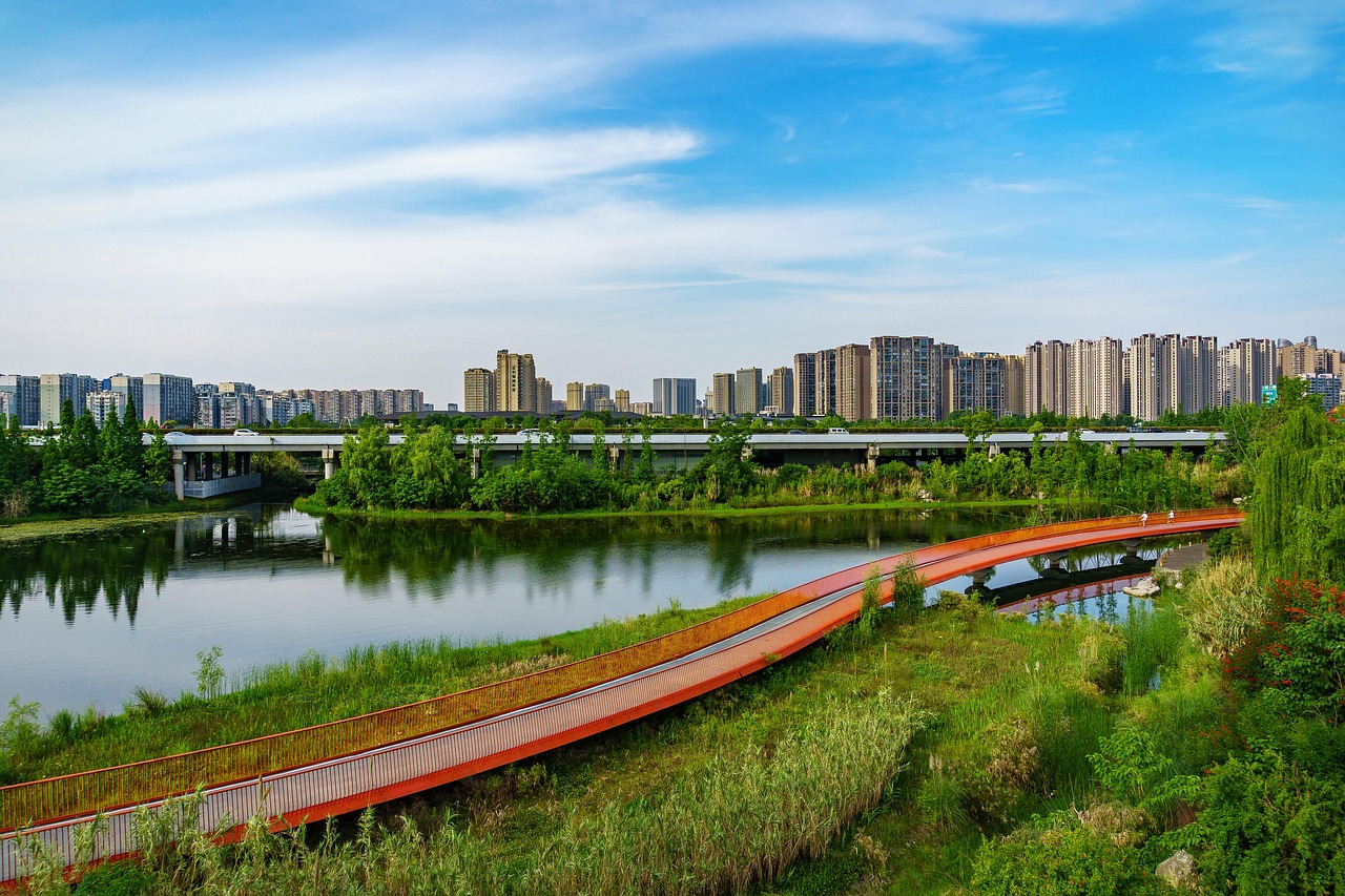 bridge  chengdu  lake  asia  china  city  tianfu greenway  landscape  nature  chengdu  chengdu  chengdu  chengdu  chengdu