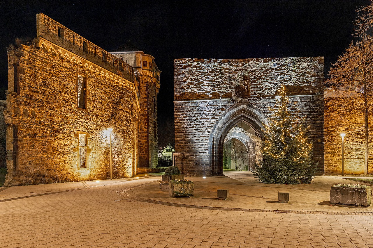 ruins  castle  building  andernach  city  rhineland-palatinate  germany  night  historical  architecture  landmark  koblenz gate  castle  castle  castle  castle