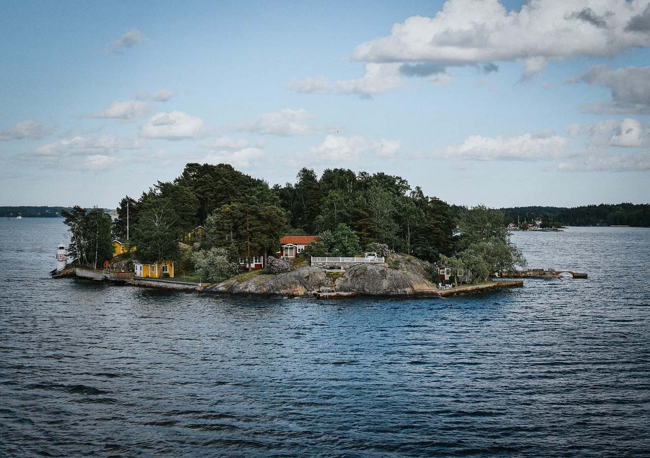 sweden stockholm swedish island calm peaceful nature travel vacation water little island landscape forest trees sweden stockholm swedish island