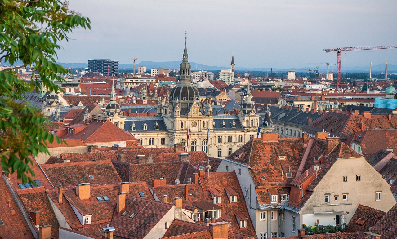 roofs  town hall  state capital  landmark  austria  tourism  city tourism  city vacation  vacations  panorama  city panorama  city  urban