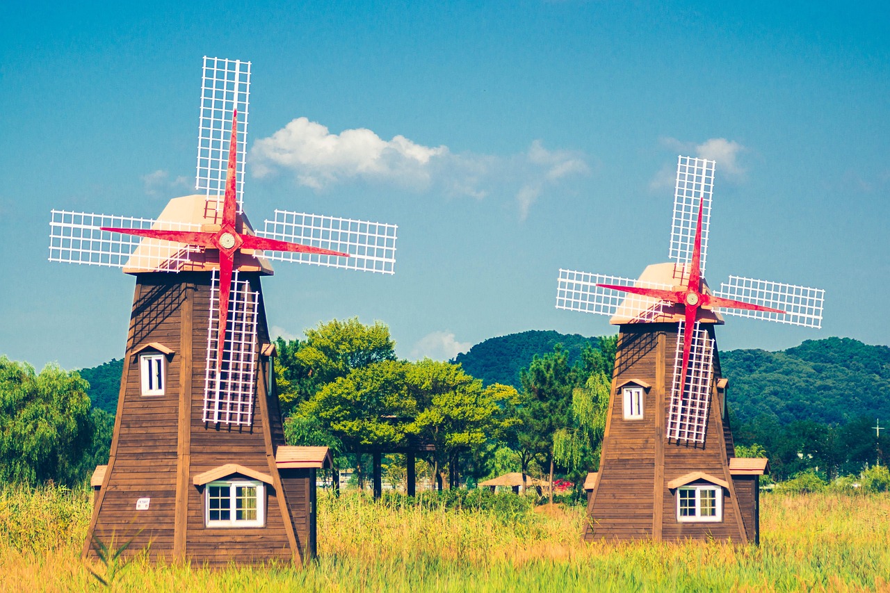 windmill nature sorae wetland ecological park park walk sky field wind