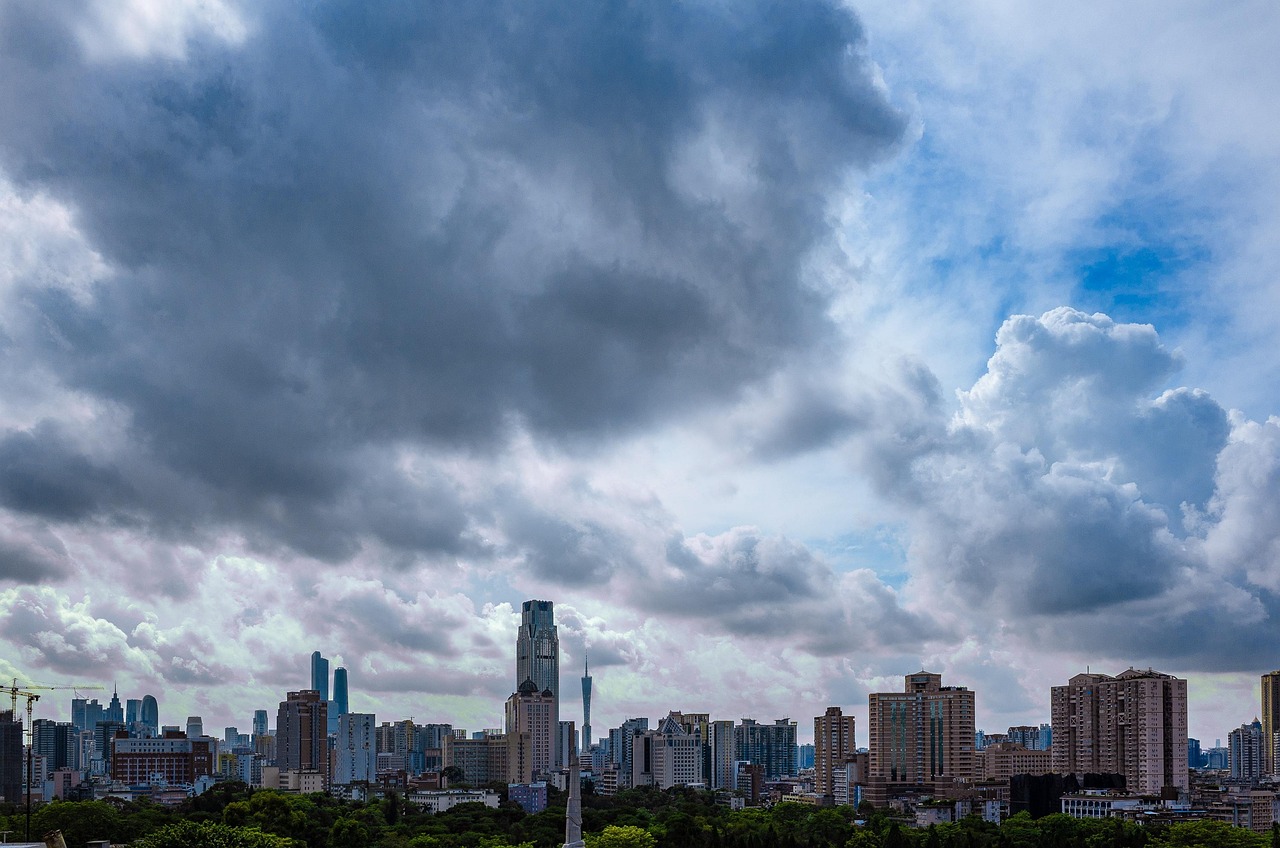 guangzhou  city  skyline  cityscape  skyscrapers  buildings  nature  downtown  urban  xiǎo mán yāo  sky  morning sky  clouds  panorama
