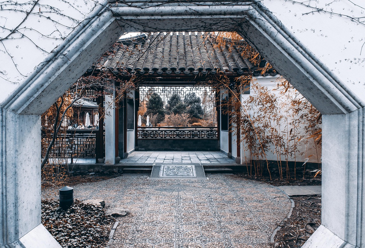 chinese garden  china  garden  nature  gate  entrance  park  architecture