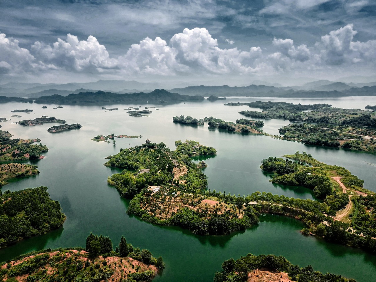 landscape  summer  lake  baiyun  blue sky  islands  nature  scenery  china  natural  landscape painting  China  Hangzhou  Zhejiang