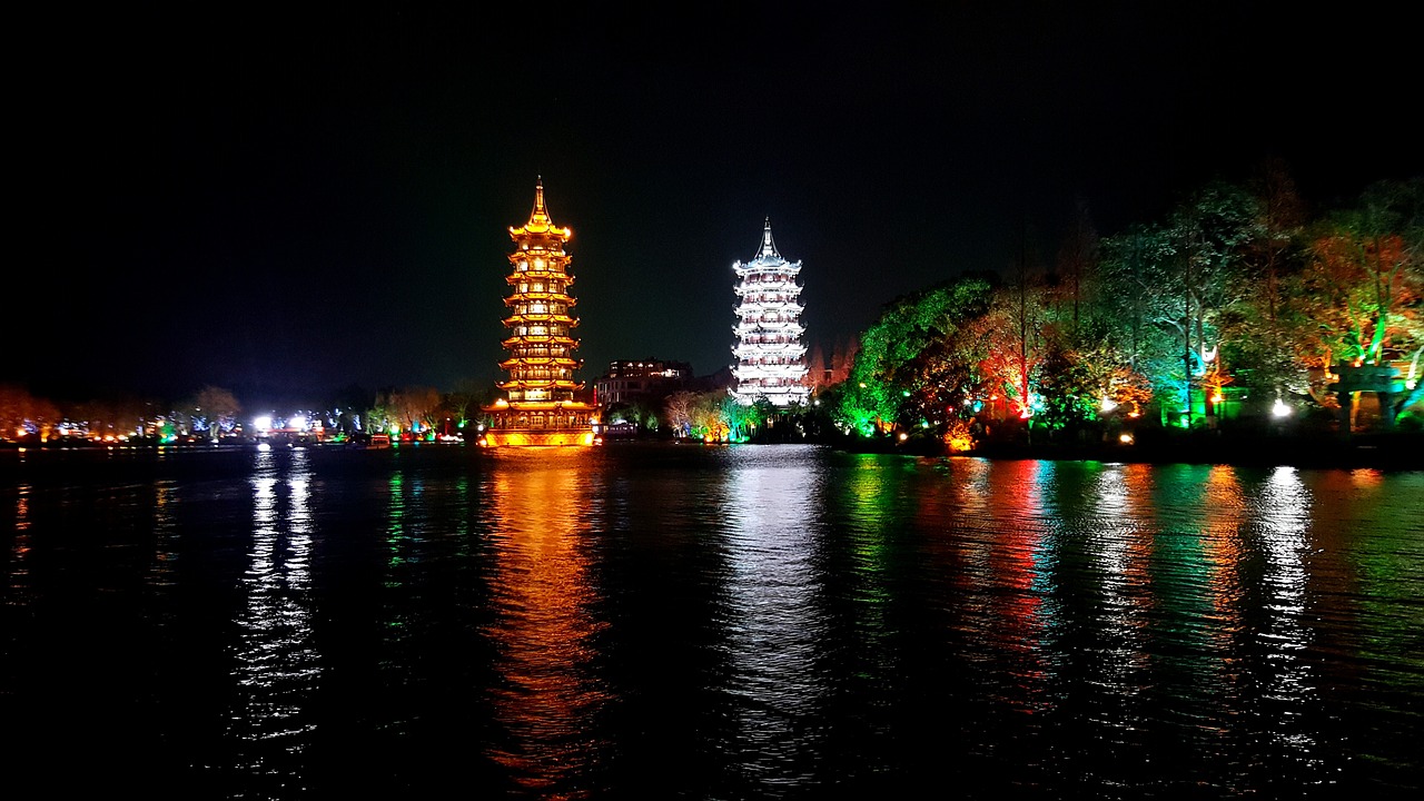 the twin towers guilin night view guilin guilin guilin guilin guilin