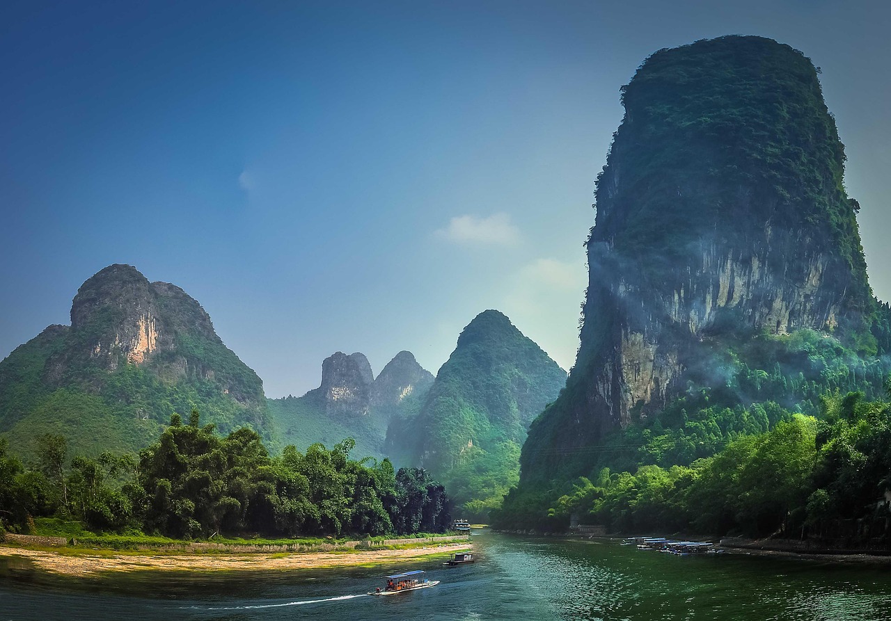 xian  china  asia  landscape  nature  mountain  river will  darling  forestry  river  routes  boats  crossing  summer  hot  ancient siam  trees  green  china  c