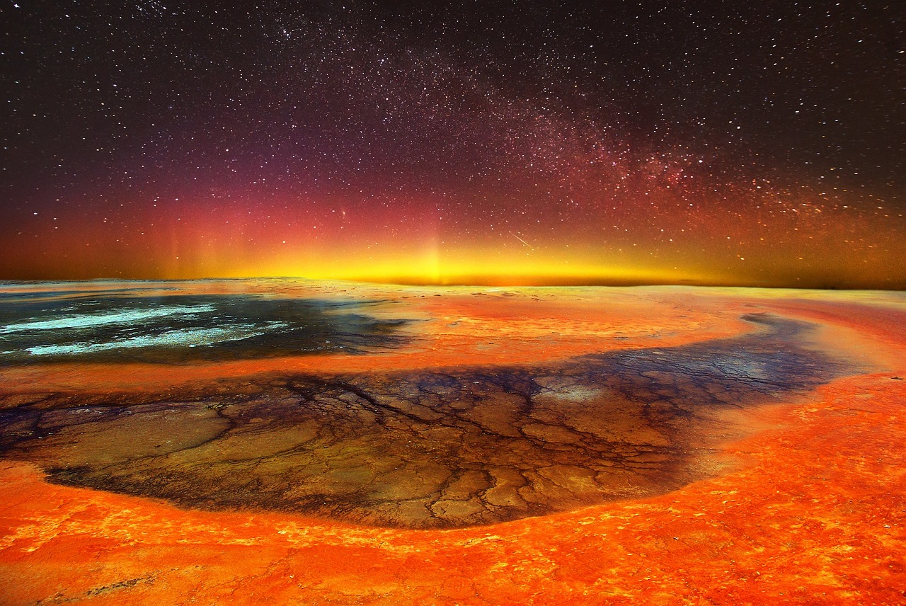 volcanic landscape  milky way  idyllic  stars  sky  volcano  landscape  night sky  geology  hot  heat  field  colors  dry land  reddish  nature  beauty  sun  pi