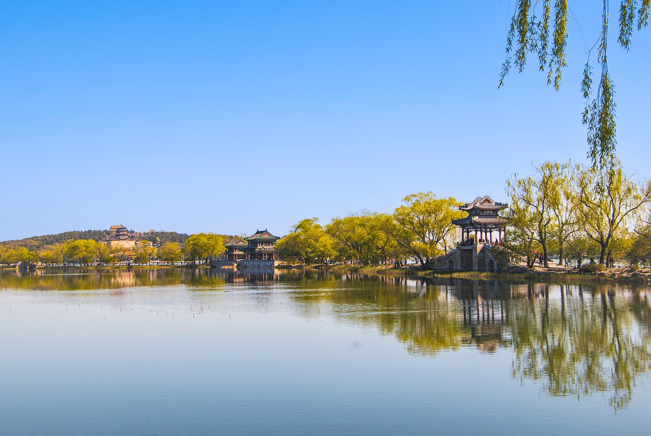 lake  temple  tower of buddhist incense  hill  landmark  tourist attraction  scene  longevity hill  summer palace  beijing  china  nature  cloud  sky  pavilion 
