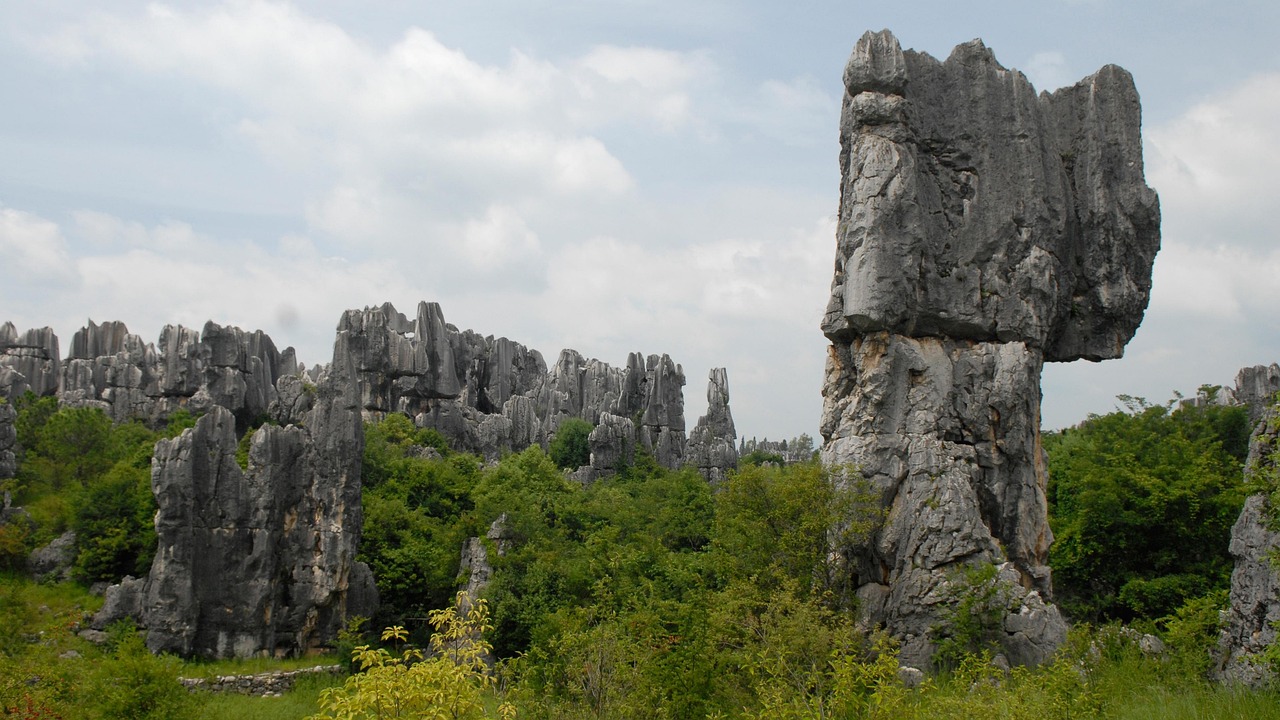 rock rock formation china kunming stone forest stones landscape