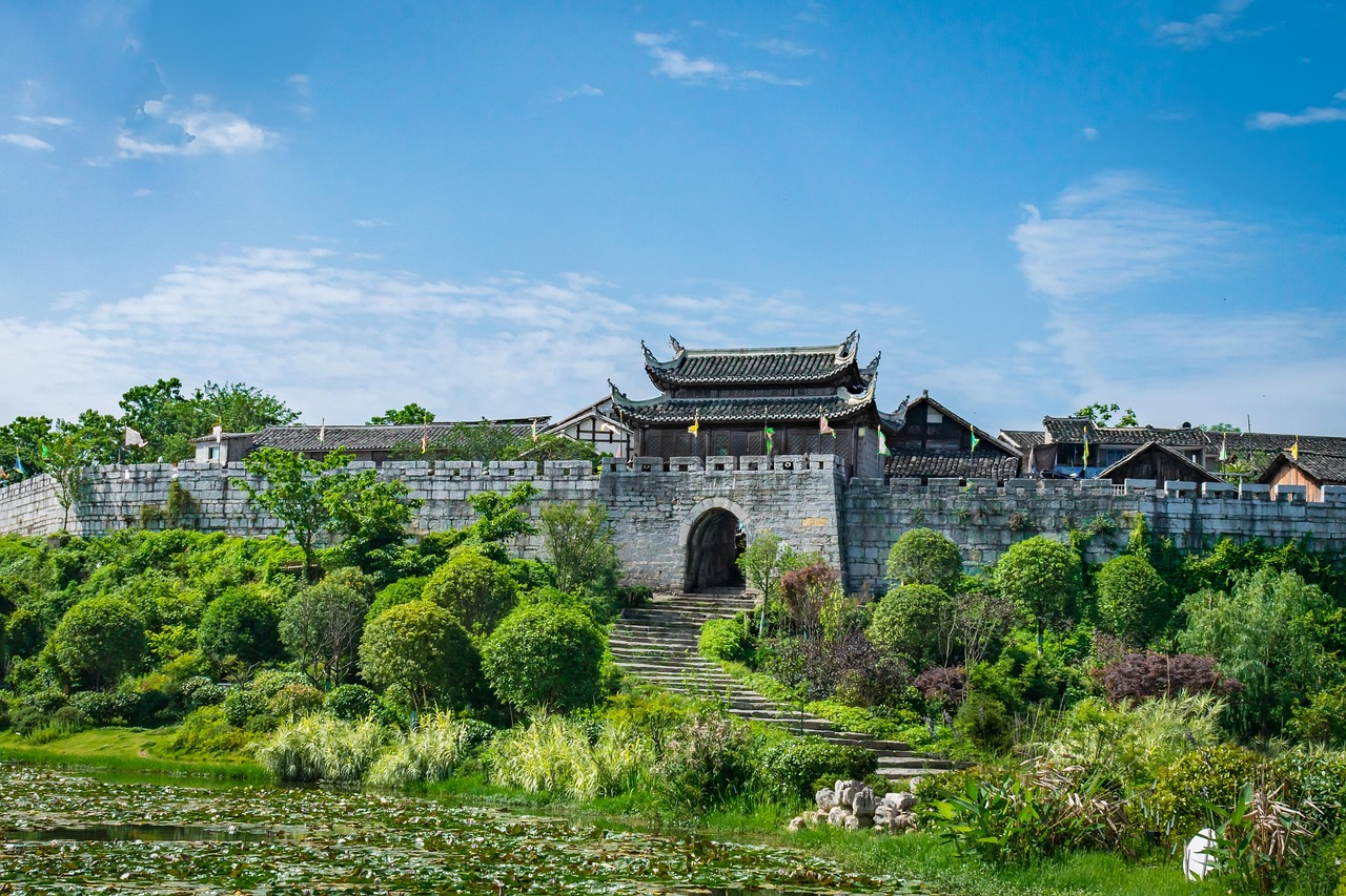 qingyan ancient town guiyang huaxi qingyan ancient town green rock set wide the door tower city wall city gate small town old town