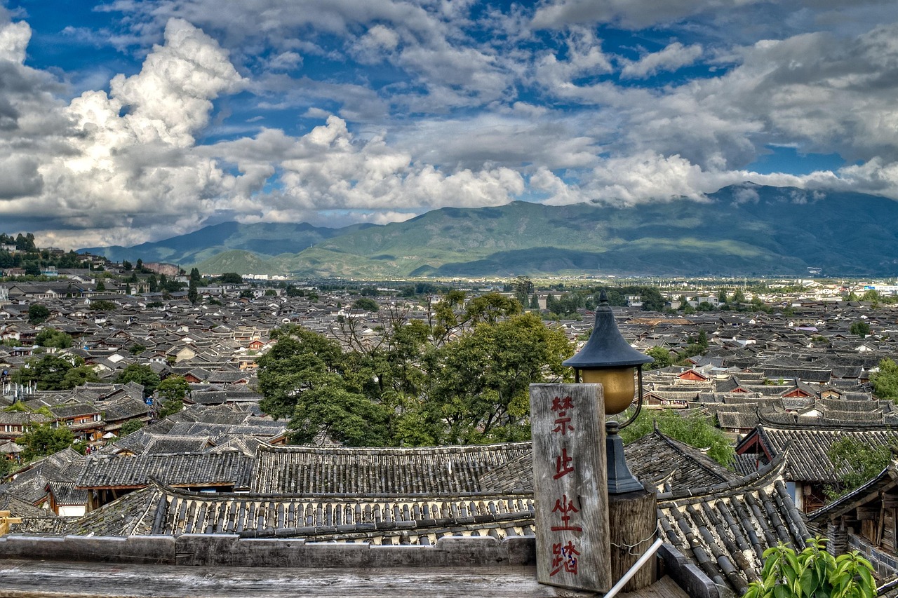 chinese city cityscape culture nature destinations developed dynasty exterior lantern lijiang minority mountain naxi nobody old outdoor tile t