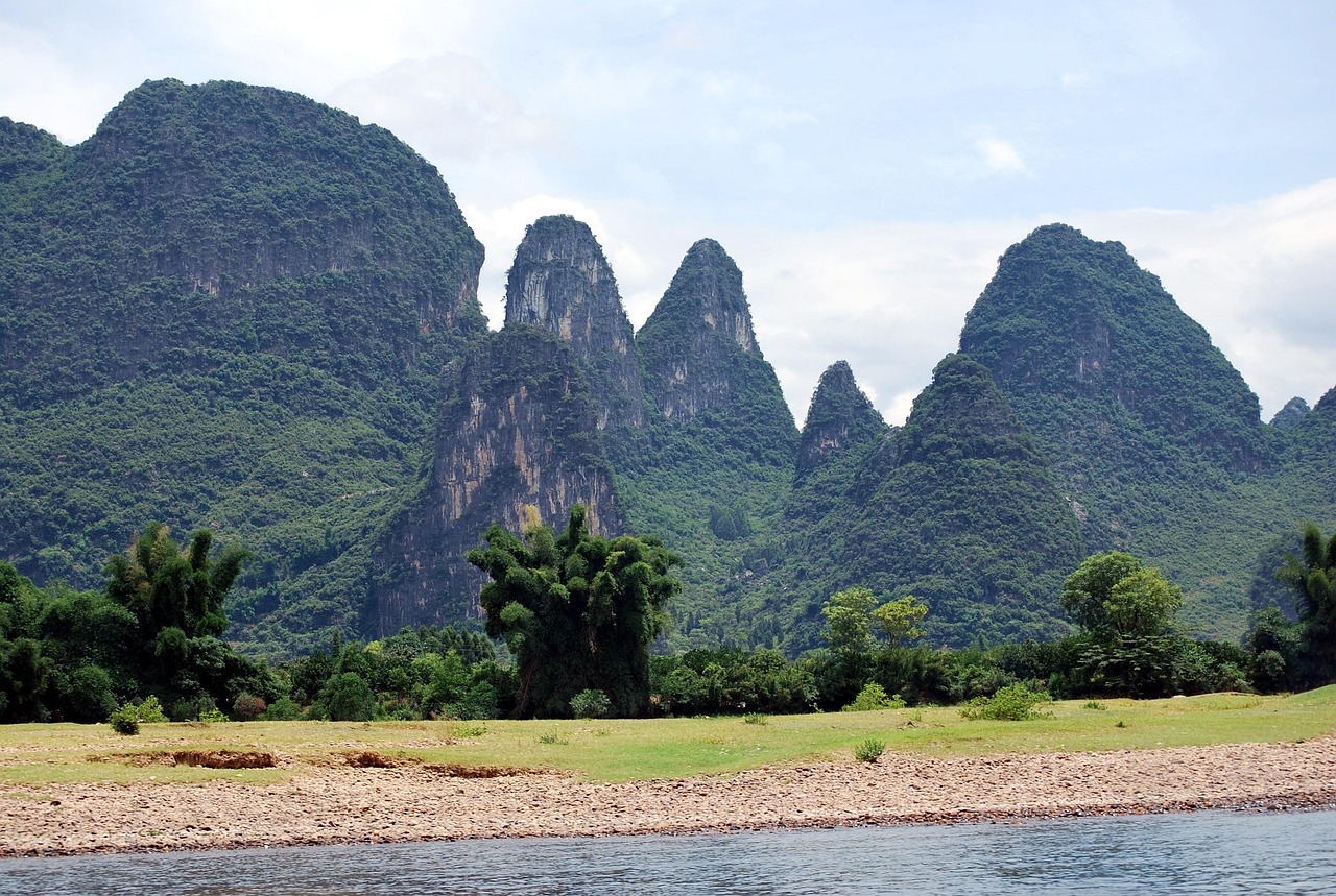 river  mountains  vegetation  rock  cliffs  scenery  landscape  nature  lijiang