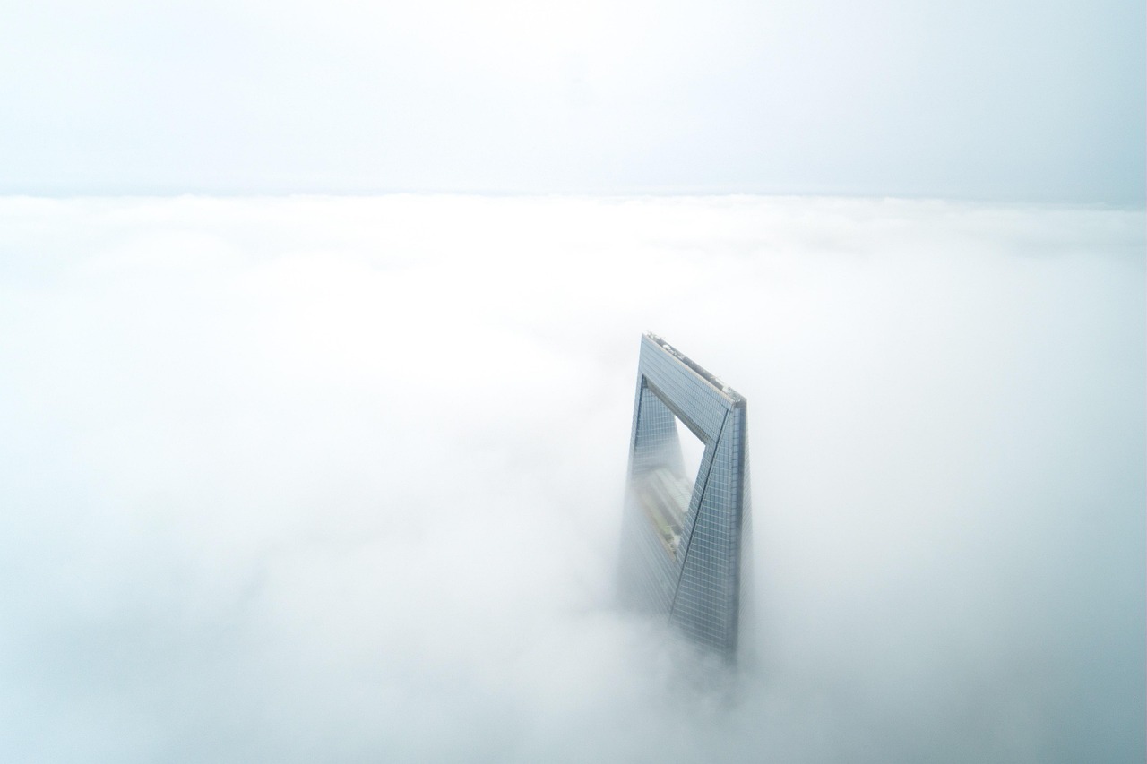 shanghai world financial center clouds skyscraper building tall building nature architecture landmark shanghai world financial center cloudy sea of c
