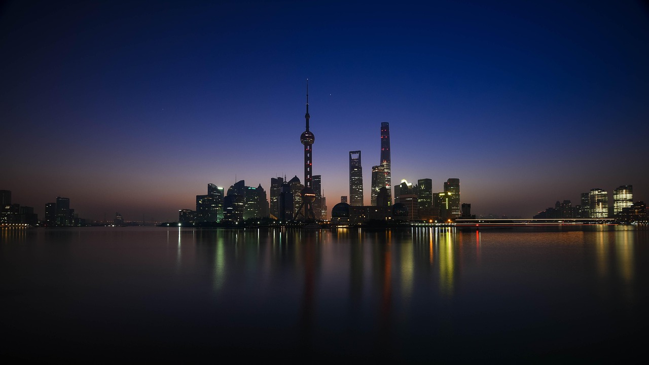 city river illuminated buildings skyscrapers nature tower city lights reflection water reflection night photography skyline cityscape shanghai nig