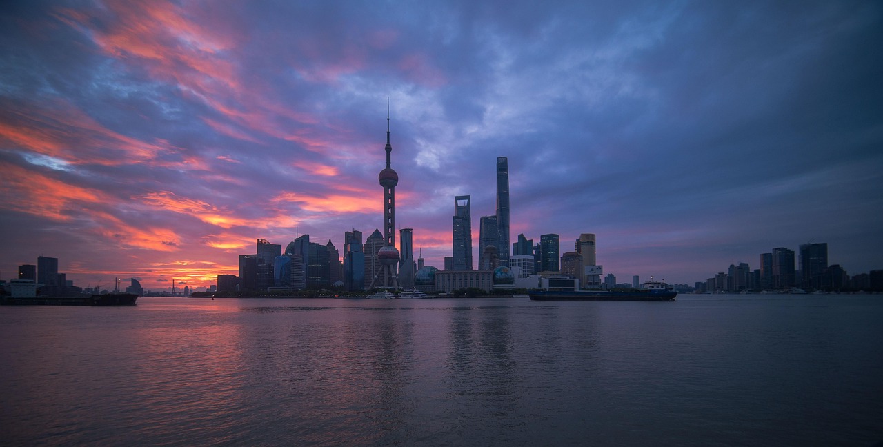 sunset building urban skyline nature shanghai huangpu river the bund