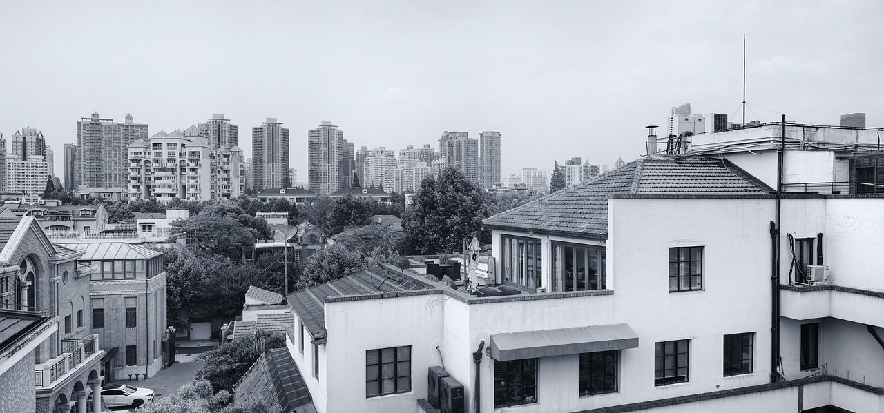 shanghai city panorama balcony terrace eaves roof old shanghai landscape aerial view building structure architecture new world of shanghai panoram