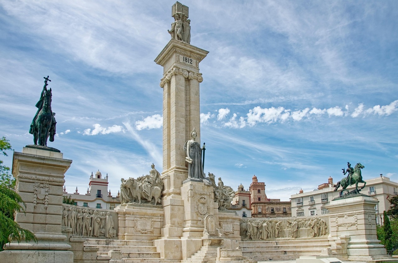 spain  andalusia  province of cadiz  cadiz  nature  city  historic center  historic centre  jardines de la plaza de espana  monument to the constitution of 1812