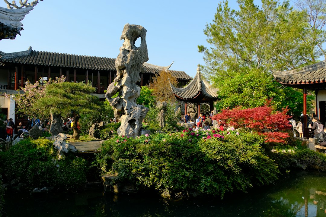 A beautiful chinese garden with traditional architecture