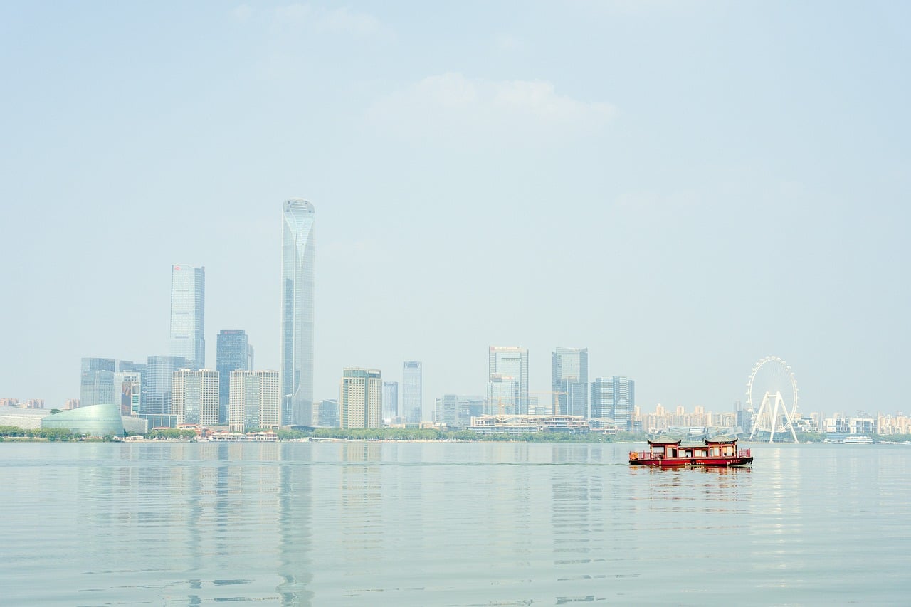china asia suzhou to travel city building urban architecture panorama facade skyline skyscraper horizon property modern cityscape nature vacati