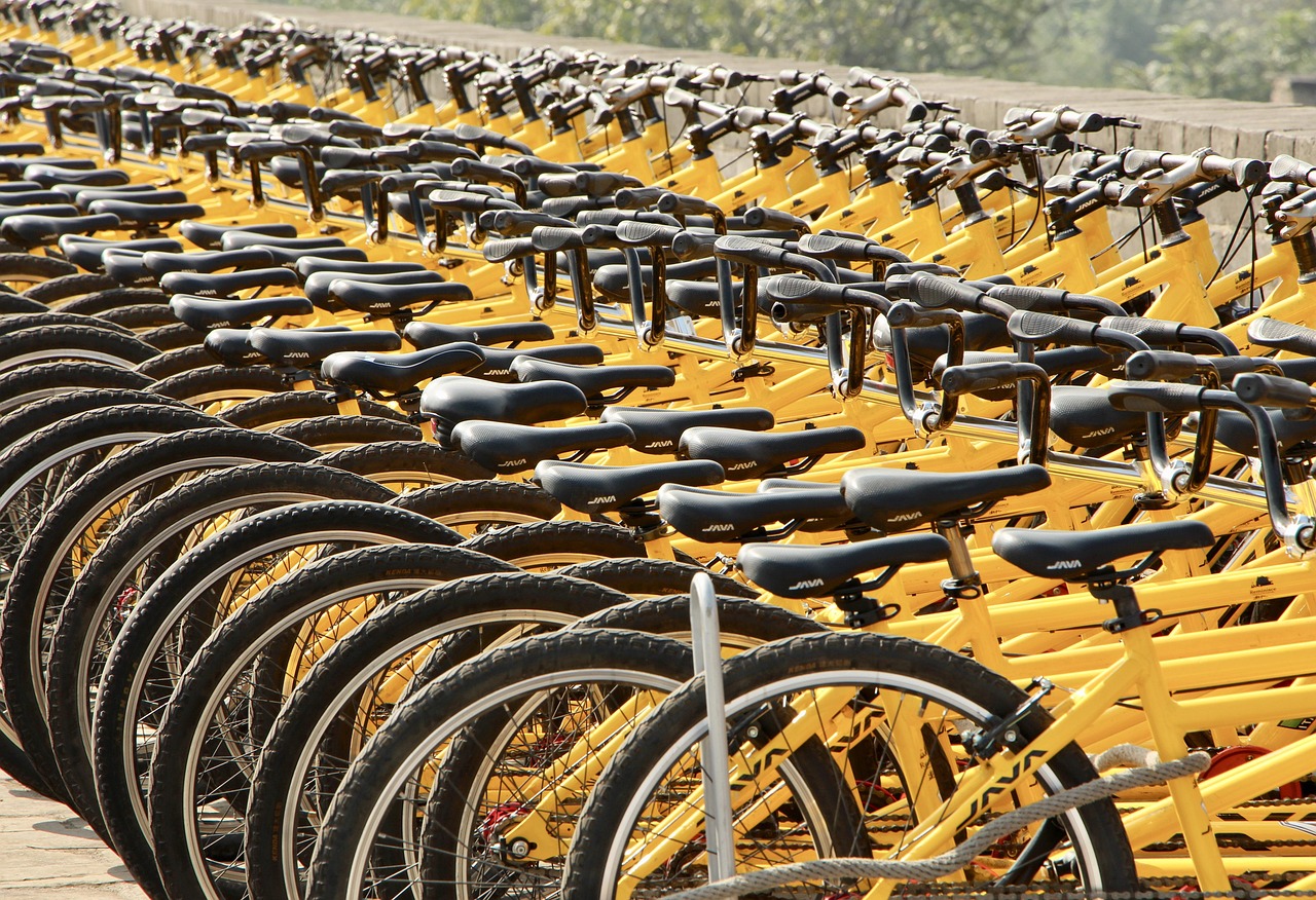 asia china xian bike bicycle yellow city bikes local transport brown bike