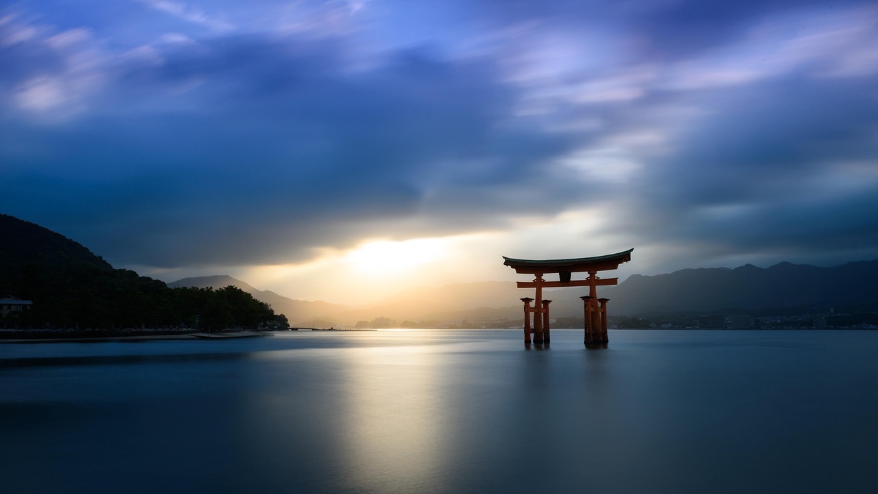 japan torii gate temple itsukushima water gate miyajima nature hiroshima shrine