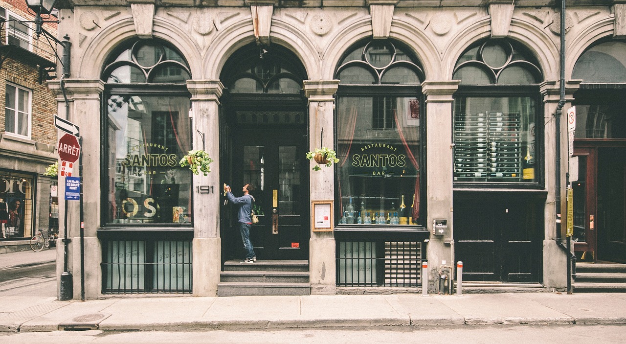 urban montreal downtown streetscape road building architecture bar restaurant historic building storefront store montreal montreal bar restaurant