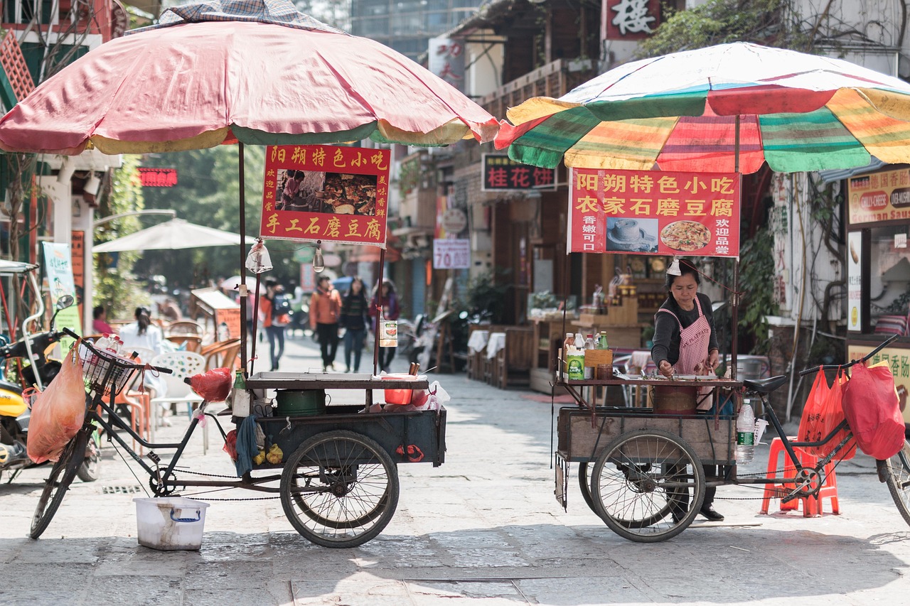 china  street  street vendors  guilin  yangshuo county  snack  china  china  china  china  china