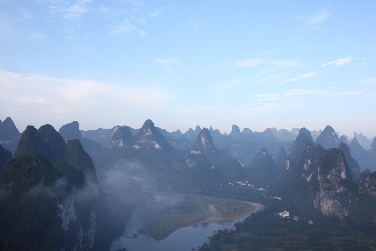 guilin water mountain nature view check lake