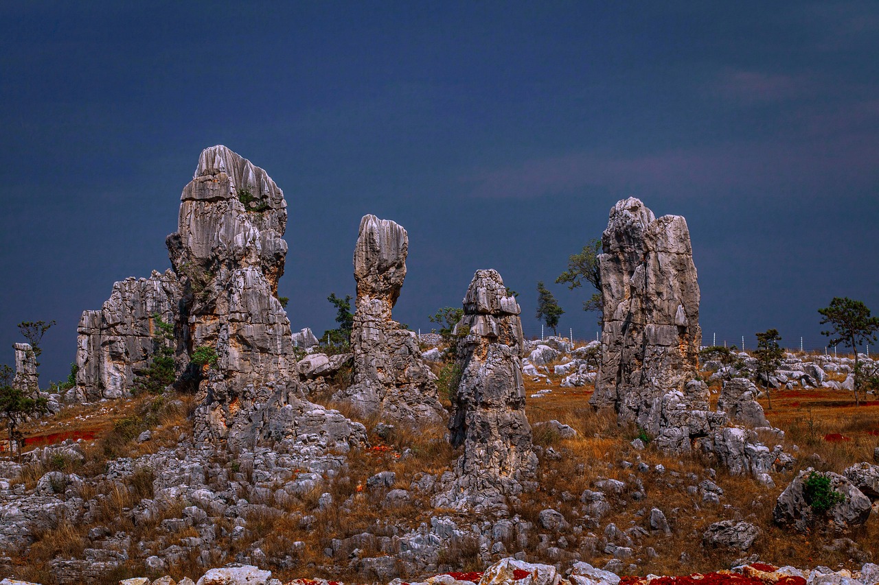 stone forest shilin natural landscape china yunnan rocky mountains nature landscape rock formations
