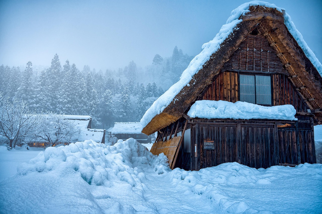 thatched roof house architecture gassho-zukuri shirakawa-go japan heavy snowfall area the world cultural heritage shirakawa-go japan japan japan japa