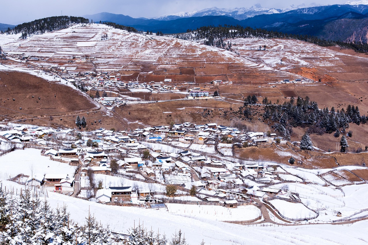 yunnan  china  traveling  country  nature  snow  winter  mountain  rural  village  natural  the scenery  landscape  scenic spot  travel  wild  peaceful  environ
