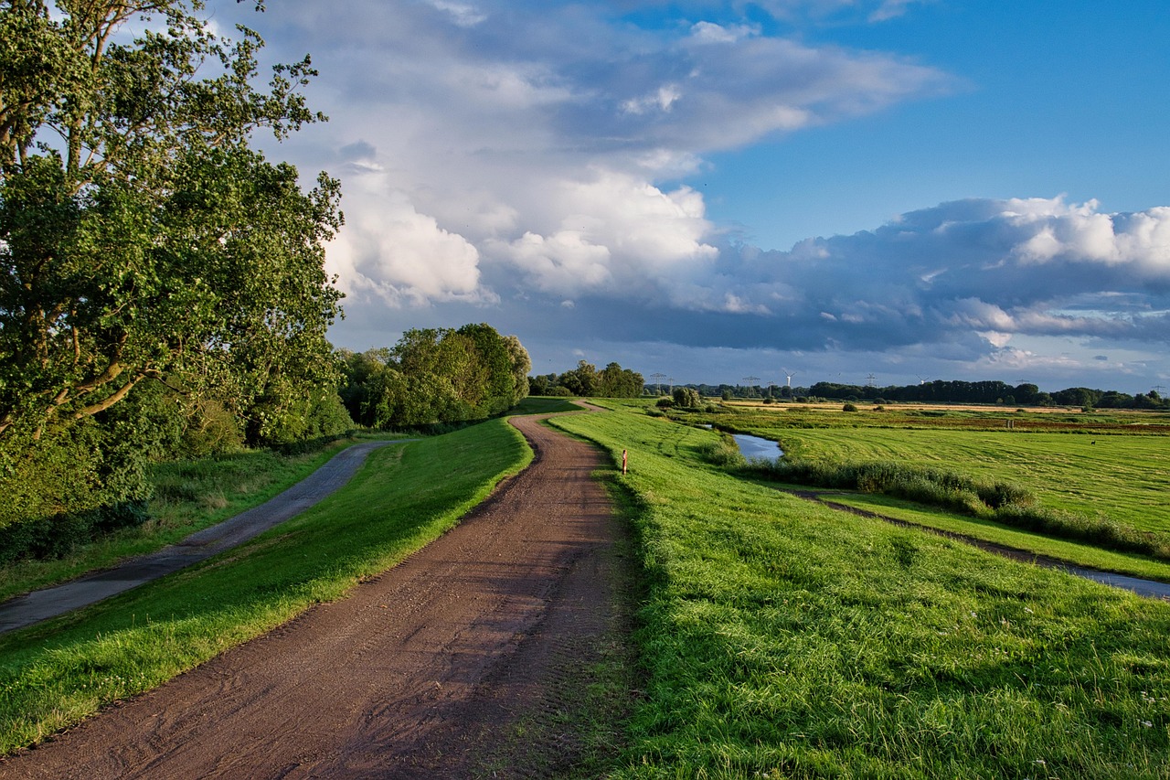 path grass dike clouds northern germany dike path nature reserve nature idyll landscape quiet meditation path landscape meditation meditation me