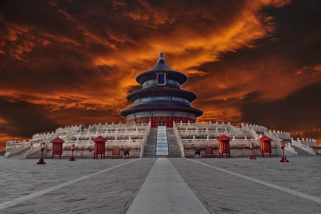 temple of heaven temple china beijing tiananmen square buddhism spiritual clouds architecture landmark historical religion imperial temple china