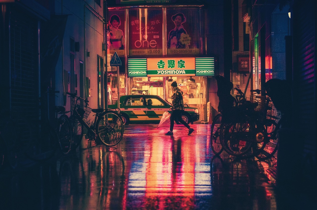 japan street night osaka asia alley landmark travel city neon glow night lights urban shops japan japan japan japan street night night trav