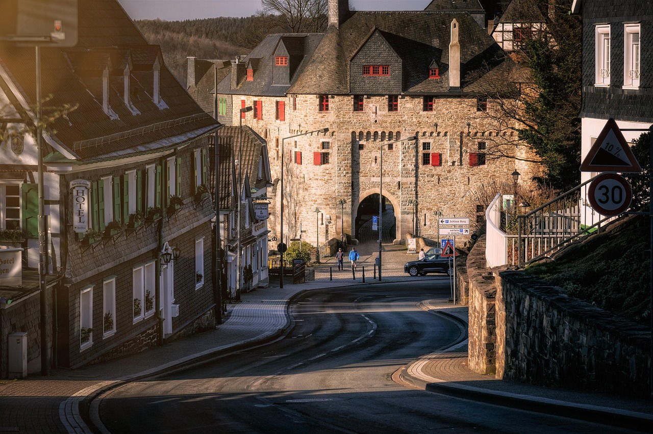 city downtown road old town side walk building urban houses village historical tourism solingen city downtown village village village village