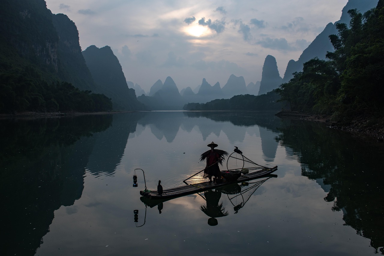 nature fisherman landscape reflection mountains li river guilin china nature nature nature nature nature fisherman fisherman landscape landscape