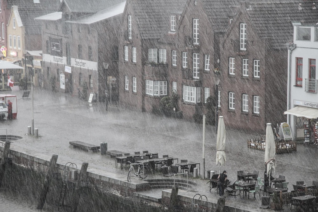 rain  nature  street  city  port  rainy weather  bad weather  houses  town  wet  outdoors  old town