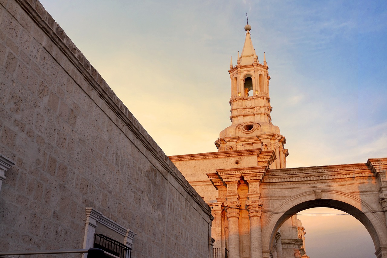 cathedral arequipa peru architecture attraction building bell tower square exterior perspective urban city arequipa arequipa arequipa arequipa a