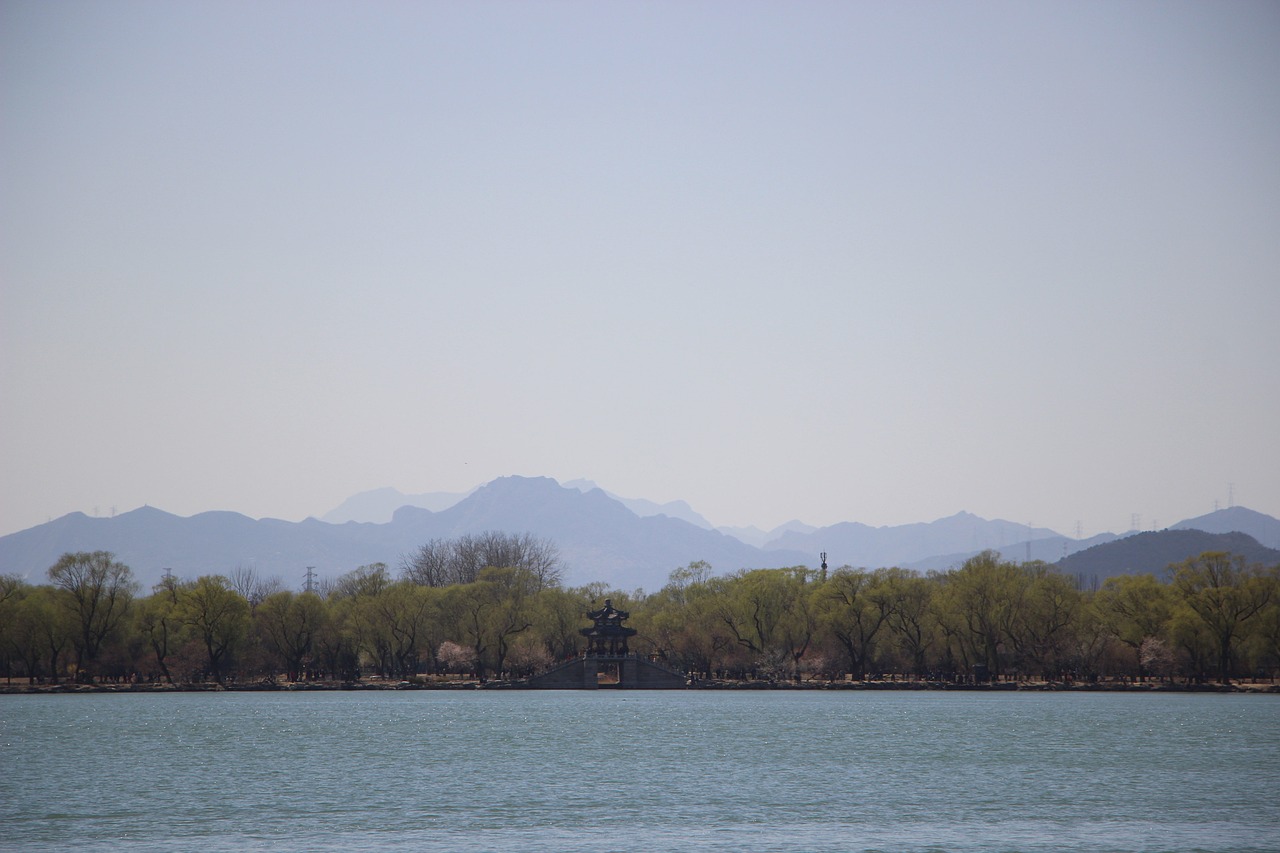 landscape  lake  mountains  kunming lake  west bank  forest  nature  beijing  china