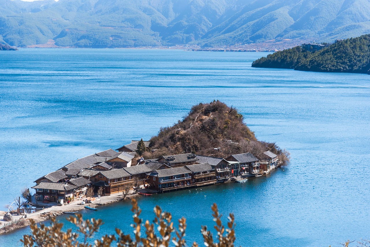 lugu lake  china  yunnan  mountain  natural  scenery  ancient  sky  travel  village  water  forest  lake  winter  traveling  nature  china  china  china  china 